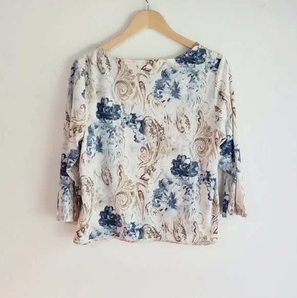 Chicos Blue and Tan Shirt Large Size 2 - Picture 2 of 11